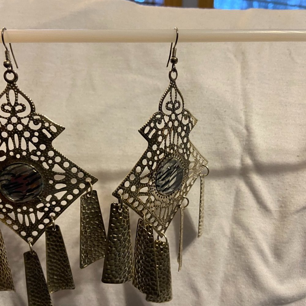 Zebra Print Dangle Earrings
